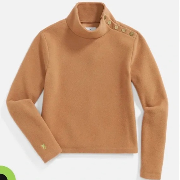 DUDLEY STEPHENS Meadow Vello Fleece top size Large women’s camel tan EUC - Picture 3 of 13